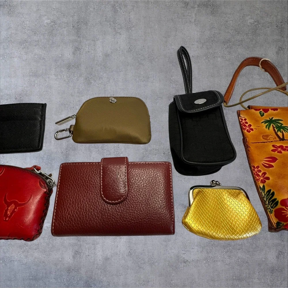 Wallet Pouch Lot of 7‎ Womens Multicolor Excellent Leather/Faux Leather Set